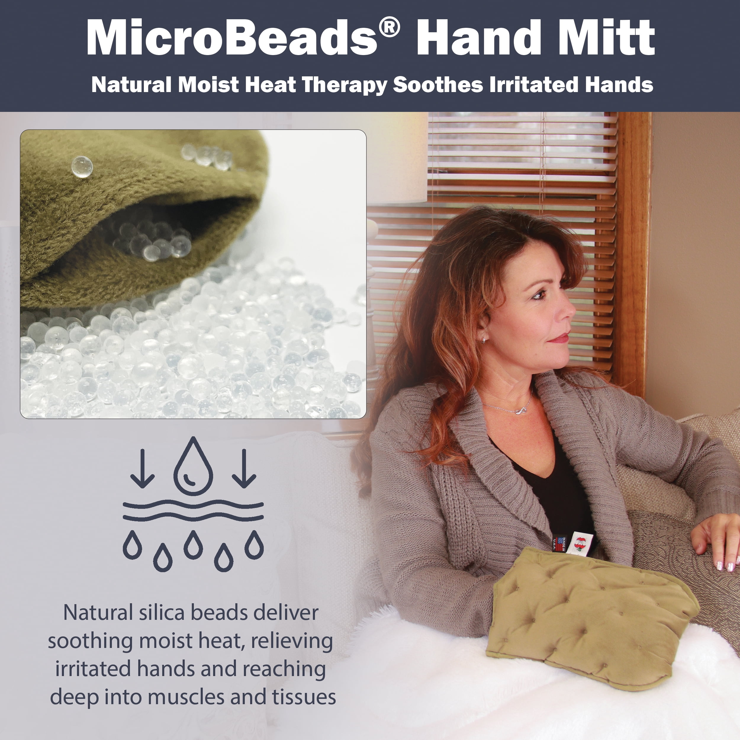 Core Products MicroBeads Moist Heat Therapy Warming Mitt for Arthritis Stiffness, Soreness and Trigger Finger, Natural Pain Relief, Microwave Hand Warmer for Small to Medium Size Hand (1-Pack)