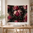thumbnail image 5 of Peonies and Roses Among Red Berries on Black, Romantic Vintage for Flower Lovers, Botanical Wall Art, Mother's Day Gift, Tapestry Wall Hanging for Bedroom and Living Room, 5 of 7