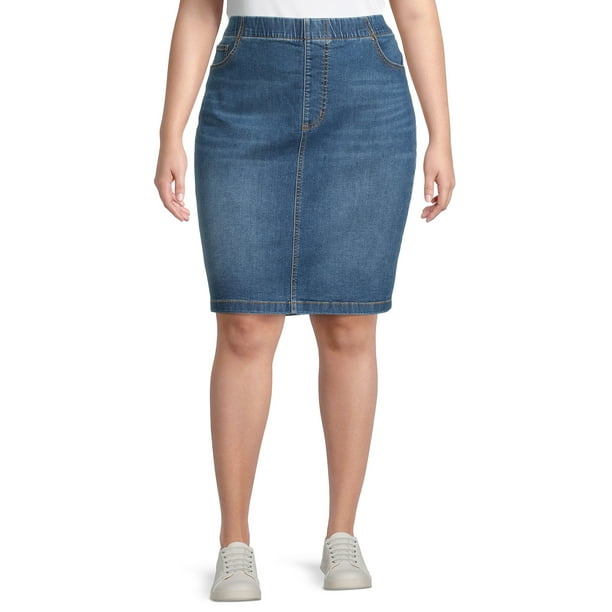 Terra & Sky Women's Plus Size Denim Skirt - Walmart.com