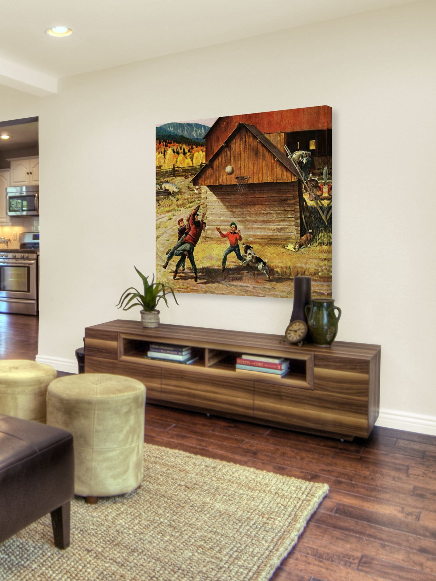 Marmont Hill Ranch Basketball by John Clymer Painting Print on Canvas