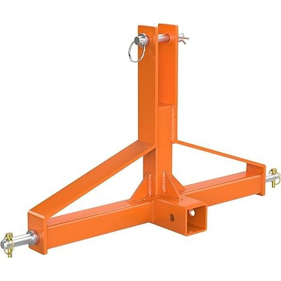 3 Point Hitch 2” Receiver Quick Hitch Compatible, Tractor Mover Drawbar Hitch, 3 Pt Quick Hitch Farm Equipment and Subcompact Trailer Hitch for Tractor Standard Category-Orange