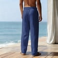 thumbnail image 3 of Zimjoy Mens Cotton Linen Shorts Classic 7" Chino Short Elastic Waist Casual Shorts with Belt Loop, Navy 3XL, 3 of 4