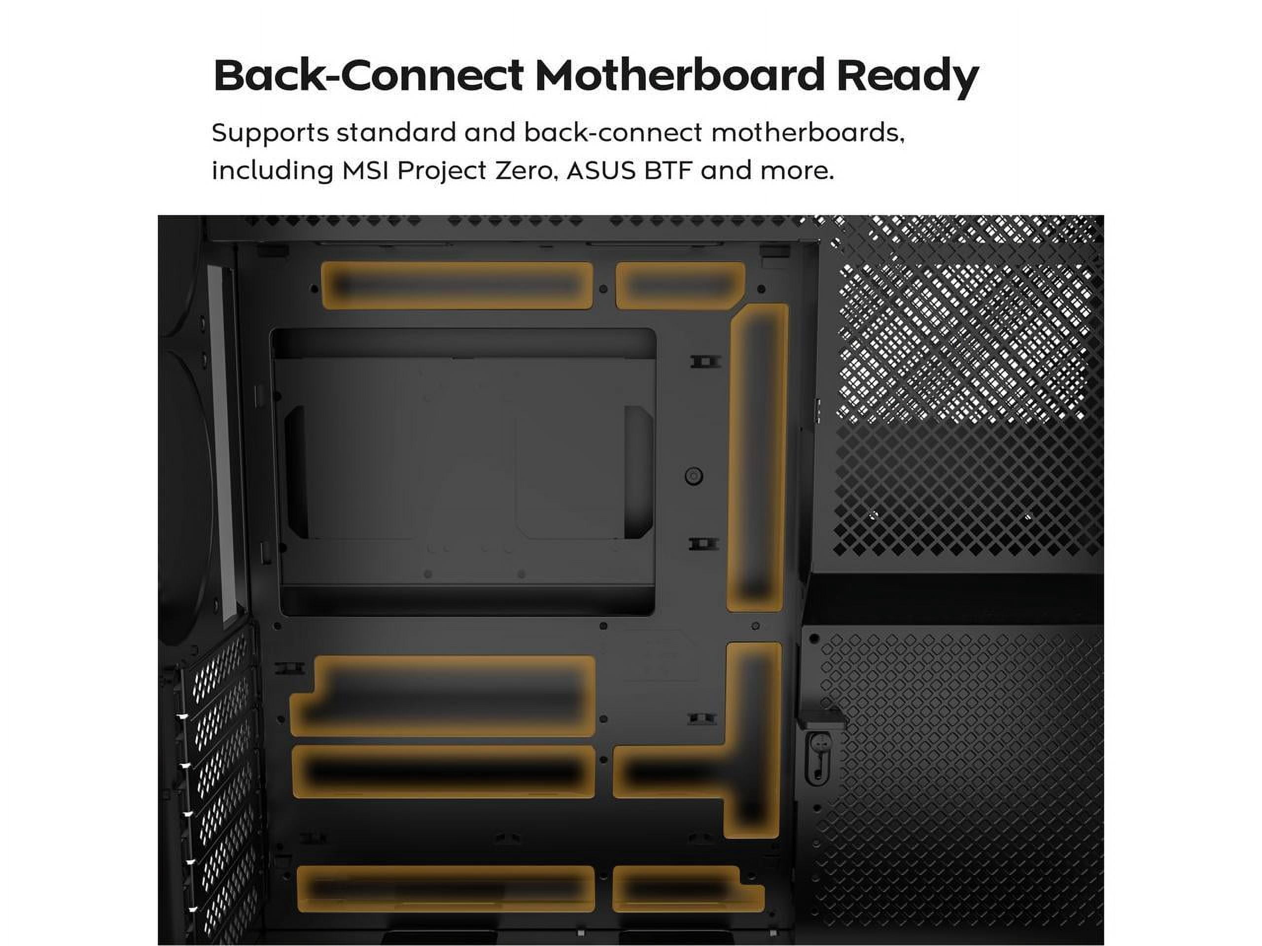 MONTECH HS02 PRO, ATX Mid-Tower PC Case, Gaming PC, High-Airflow, Reversible Layout, Sturdy Curved Tempered Glass Front Panel, 5x ARGB PWM Fan Pre-Installed, Sink-in Design, Toolless Panels, Black, US