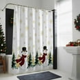thumbnail image 4 of Christmas Snowman Bathroom Shower Curtain Winter Tree Gold Snowflakes Waterproof Washable Shower Curtains for Bathtub Bath Decor with Grommets and Hook 54 X 78 Inch, 4 of 8