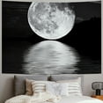 thumbnail image 2 of ERAPDAUR  Small Full Moon Over Ocean Tapestry Wall Hanging, Starry Night Sky Wall Tapestry, 3D Fantasy Black and White Large Moon Wall Art for Bedroom Living Room Dorm Home Decor 60x50inch, 2 of 6