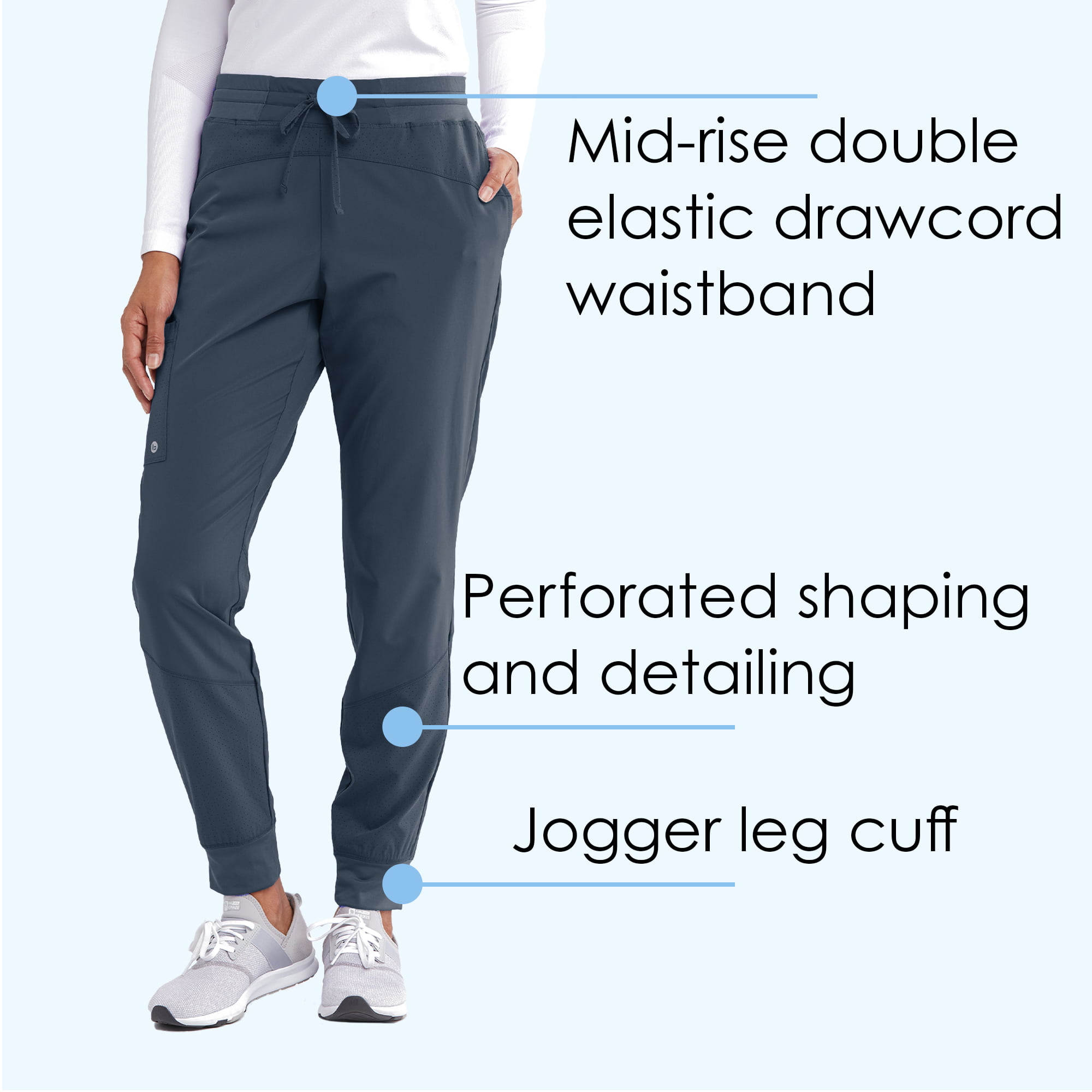 Women's Stride Pant Yoga Style Medical Scrub Pant w/ 5 Pockets and 4-Way Stretch Fabric BARCO ONE 