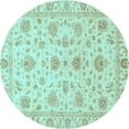 thumbnail image 1 of Ahgly Company Indoor Round Oriental Light Blue Traditional Area Rugs, 6' Round, 1 of 4