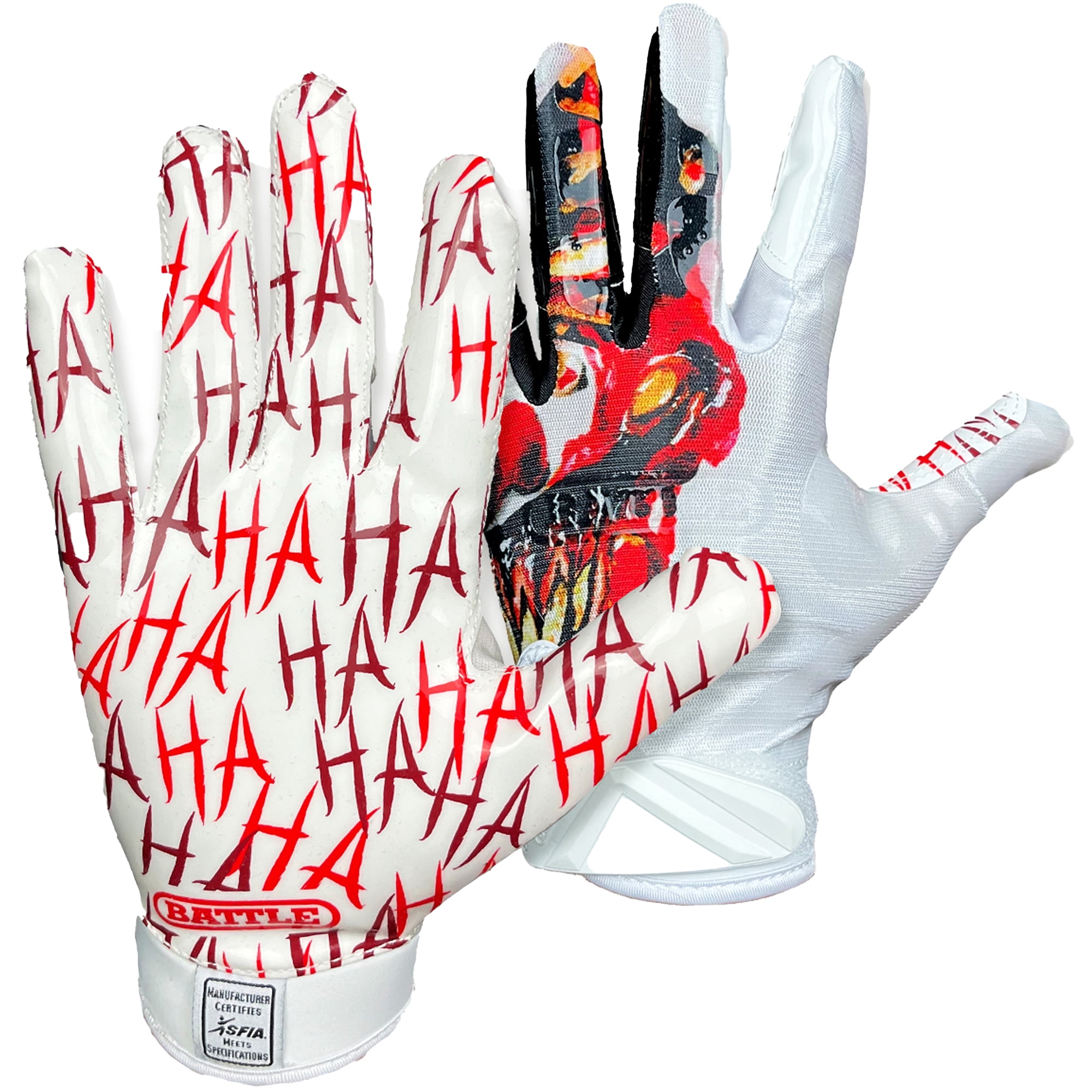 Battle Sports - "Krazy Klown" Battle Cloaked Adult Football Receiver Gloves- S