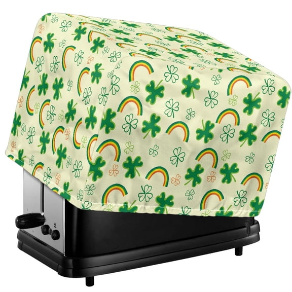 Xoenoiee Green Shamrock Rainbow Print Toaster Cover 4 Slice, Small Kitchen Appliance Covers St. Patrick's Day Decor Toaster Oven Cover with Drawstring, Foldable Bread Machine Dust Cover, M