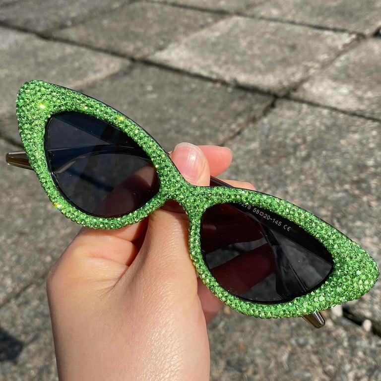 Stylish Green Sunglasses 
 Trip Cat Performance Lightweight Sporty Embellished Sunglasses, Cat-eye shape, SK7003, Green | Swarovski main image 3