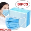 50 Pcs mouth face massk Disposable Earloop Anti Dust with Elastic Earloop 3-layer Breathable and Comfortable Dust (blue)