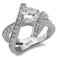 thumbnail image 1 of High polished (no plating) Stainless Steel Ring with AAA Grade CZ in Clear for Women Clear Stone Color Style TK169 Size 10, 1 of 5
