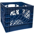 thumbnail image 4 of Juggernaut Storage: Milk Crate: 16 Qt - Blue - Multi-Purpose Storage Solution, Stackable Organization, Heavy-Duty Plastic Bin, Built-In Handles, 4 of 8