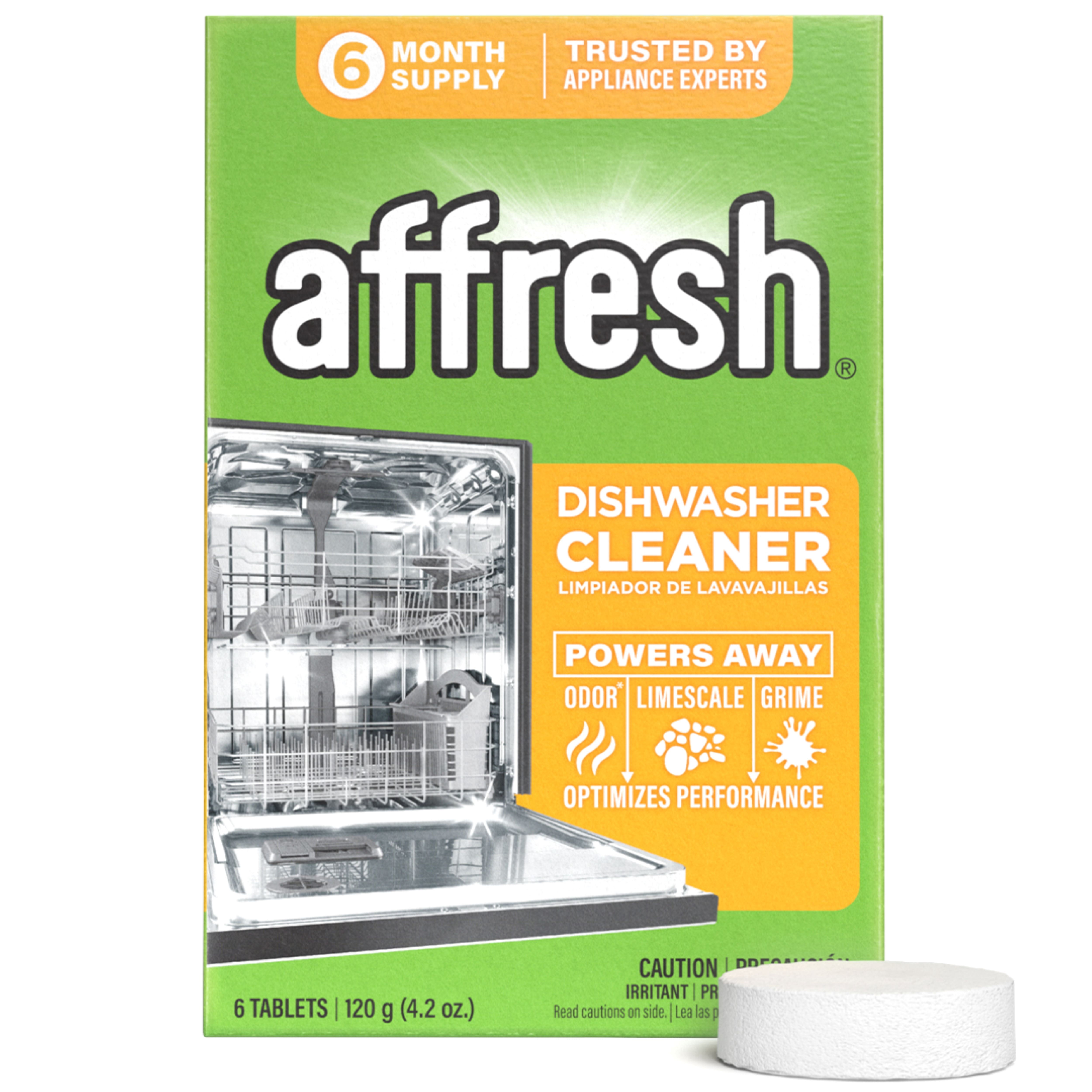 (2 pack) Affresh Dishwasher Cleaner, Helps Power Away Odor Causing Residues & Grime Inside Pump, Tub & Hoses, 6 Tablets, 6 Month Supply
