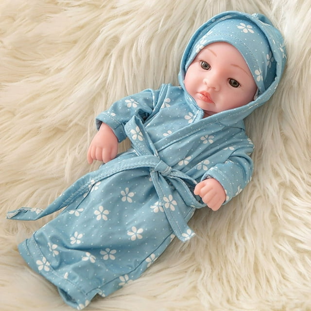 Poupée Simulée Reborn 30cm/11.8 Po Jouet Bébé Marionnette Girly en Caoutchouc Poupée Brodée Jouet Garçon