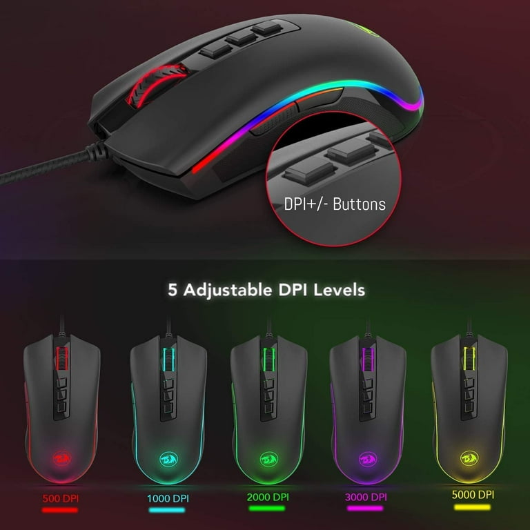Redragon M711 Cobra Wired Gaming Mouse, 16.8M RGB, 10K DPI, 7 Programmable Buttons - Walmart.com