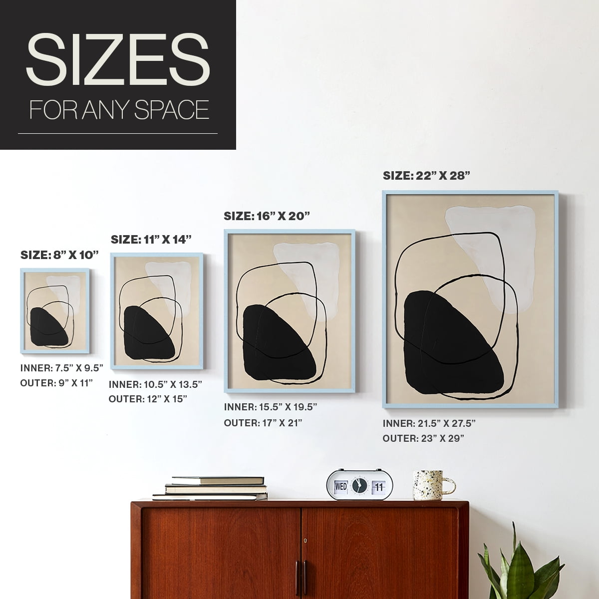 Avant Mod II Framed Print in Blue Solid Wood Framed Print No Nail Hanging
