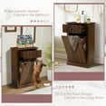 thumbnail image 6 of 35.8" H Tilt Out Laundry Hamper Cabinet, Modern Fluted Trash Can Cabinets with Drawer, Wooden Hidden Garbage Cabinet for Kitchen and Bathroom (Brown, Single), 6 of 14