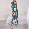 thumbnail image 4 of Bingfone Womens Pajama Sets Blue Flower Print,Long Sleeve Loungewear Pajamas Set-Large, 4 of 9