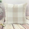 Throw Pillow Cover Farmhouse Decorative Pillowcase Linen Cushion Case with Plaids for Home Decor