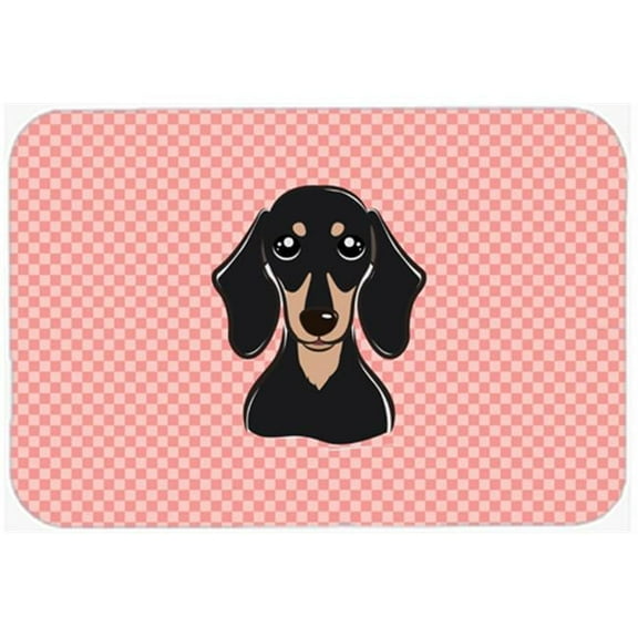 Checkerboard Pink Smooth Black And Tan Dachshund Mouse Pad, Hot Pad Or Trivet, 7.75 x 9.25 In.