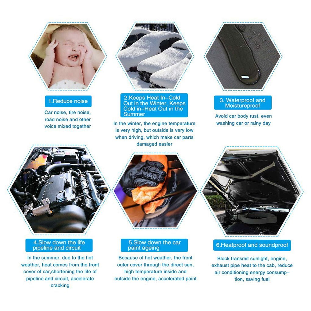 Tapis D'isolation 50x400cm Voiture Véhicule Isolation Compartiment Moteur Isolation Contre Les Bruits D'impact 2m²