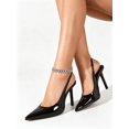 thumbnail image 5 of On feet& in love Women's Pointed Toe Patent PU Slingback Stiletto Heels - Black Dress Shoes for Office & Wedding - Size 9.5, 5 of 7