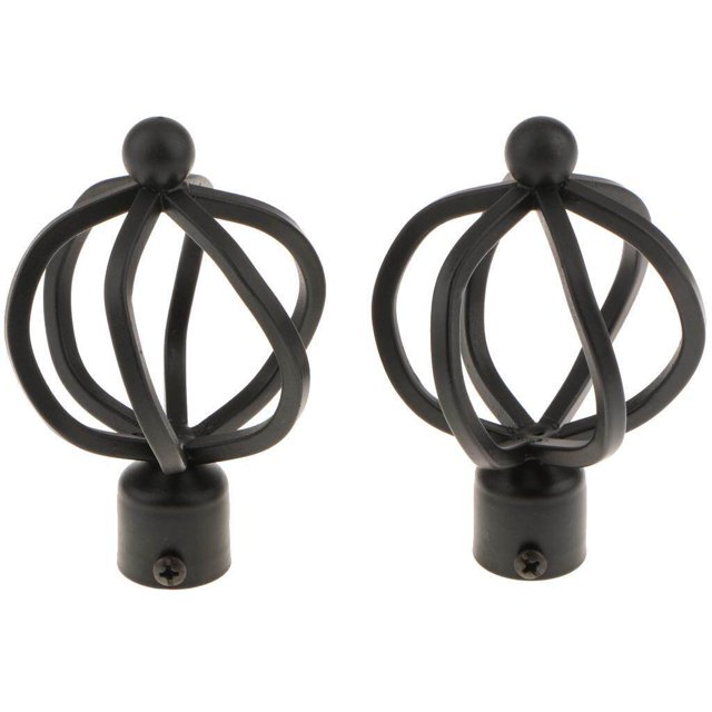 pitrice 22mm Curtain Pole Recess Bracket Curtain Ends Window Curtain Pole Ends Window Rod Bracket Finials Type 4 - Black
