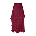 thumbnail image 5 of LWavelet Women Lace Tiered Maxi Skirt High Waist Ruffled Hem Boho Long Skirt Wine S, 5 of 7