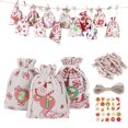 thumbnail image 3 of Bolsas de calendario de adviento de Navidad, bolsas de lino duraderas y reutilizables, cuenta atrás, calendario de Adviento, bolsas de regalo con Clips y cuerda, 24 piezas, 2021, 3 of 4
