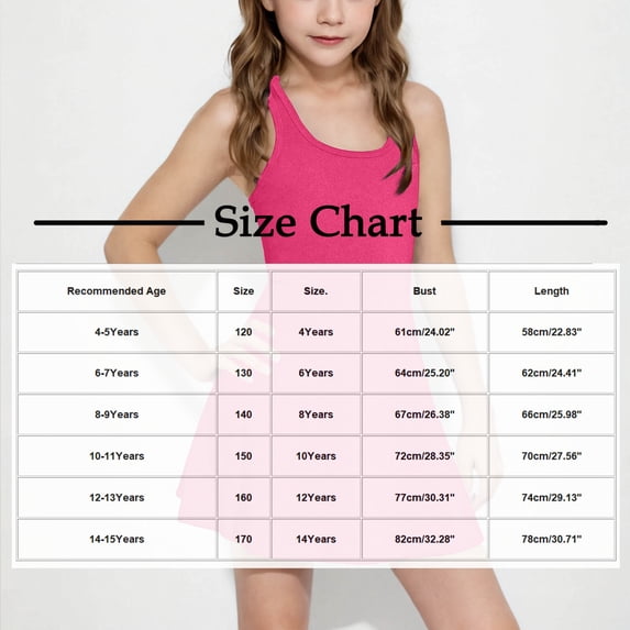 Timegard Girls Clothes Camis Dress Sleeveless Comfy Slim Solid Color Casual Athletic Kids Dress Summer