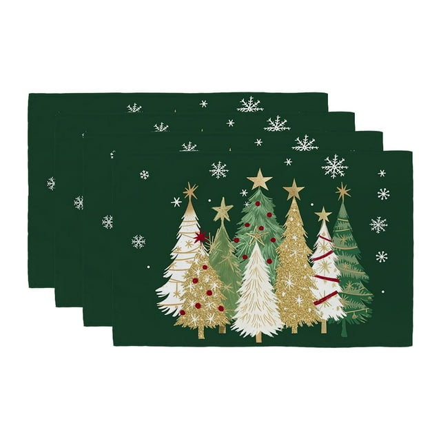 Juego de 4 manteles individuales navideños de GEEORY, 30 x 45 cm, color verde