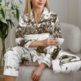 thumbnail image 6 of Yiaed Cows Grazing On The Meadow 2 Print Pajamas Women's Long Sleeve Sleepwear Soft Button Down Loungewear Pjs Lounge Set Nightwear Womens Pajama Pants-Medium, 6 of 7
