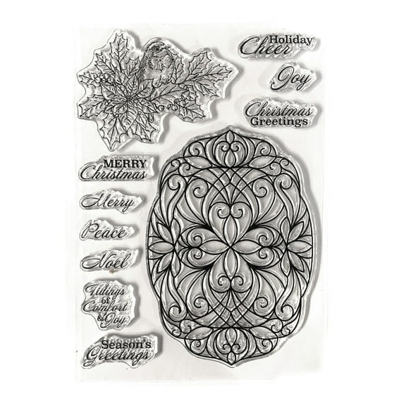 Elizabeth Craft Clear Stamps-Festive Holly Sentiments