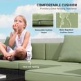 thumbnail image 4 of 7-Piece Outdoor Rattan Furniture Set - Patio Wicker Sectional Sofa, Light Green & Deep Coffee, Perfect for Living Room or Balcony - Steel Frame & Cushioned Comfort, 4 of 7