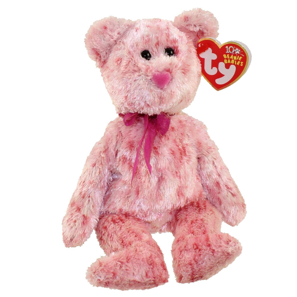 TY Beanie Baby - SMITTEN the Pink Bear ( Pink Heart Nose Version ) (8.5
