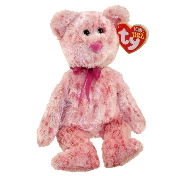 TY Beanie Baby - SMITTEN the Pink Bear ( Pink Heart Nose Version ) (8.5