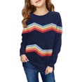thumbnail image 1 of Sherrylily Girls Striped Color Block Sweatshirts Kids Tie Dye Crewneck Long Sleeve Pullover Tops 4-15 Years, 1 of 3