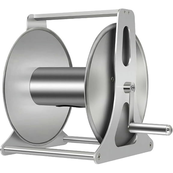 Garden Hose Reel Metal, Portable Compact Hose Reel, Freestanding Garden Hose Reel with 360° Rotatable Handle, Holds 40M Hose Capacity, for Yard Garden Farm and Patio