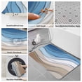 thumbnail image 6 of Blue Brown Bath Mat 3 Piece Bathroom Rug Set, Gradient Geometric White Water Stripes Modern Non Slip Bath Rug Contour Mat and Toilet Lid Cover, Absorbent Shower Mats Soft Bath Rugs and Mats Sets, 6 of 8