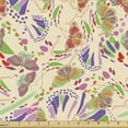 thumbnail image 1 of Butterfly Fabric by the Yard, Colorful Ornamental Flying Insects Drawing Abstract Spots Grunge Layout, Upholstery Fabric for Dining Chairs Home Decor Accents, Champagne Multicolor by Ambesonne, 1 of 5