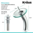 thumbnail image 6 of Kraus Tall Waterfall Bathroom Faucet for Vessel Sink with Clear Glass Disk and Pop-Up Drain, Chrome Finish, 6 of 10