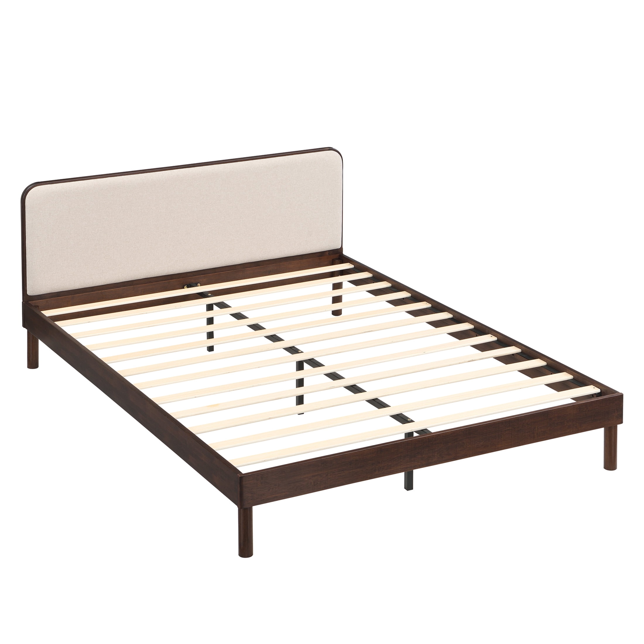 Christopher Knight Home Queen Bamboo Platform Bed Frame with Upholstered Headboard, Chocolate