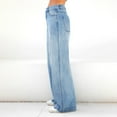 thumbnail image 5 of WTOBBY Women's Retro High Waist Loose Straight Leg Jeans, Personalized Wash Retro Denim Pants for a Fashionable Style, Comfortable Fit with Classic Design,Blue L, 5 of 8