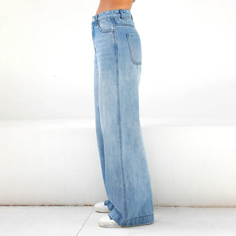 Prdecexlu Baggy Jeans for Woman Wide Leg Fashion Low Rise