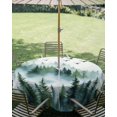 thumbnail image 3 of Outdoor Tablecloth with Umbrella Hole Zipper Green White Forest Round Tablecloth 54" Waterproof Outside Table Cloth Watercolor Modern Mountain Patio Table Cover Tablecloths for Picnic Party, 3 of 8