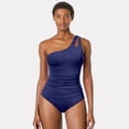 thumbnail image 3 of JIANJIA One Piece Swimsuit Women Summer Solid Color One Shoulder Hollow Sleeveless Slim Womens One-Piece Swimsuits Swimwears,Blue,M, 3 of 8