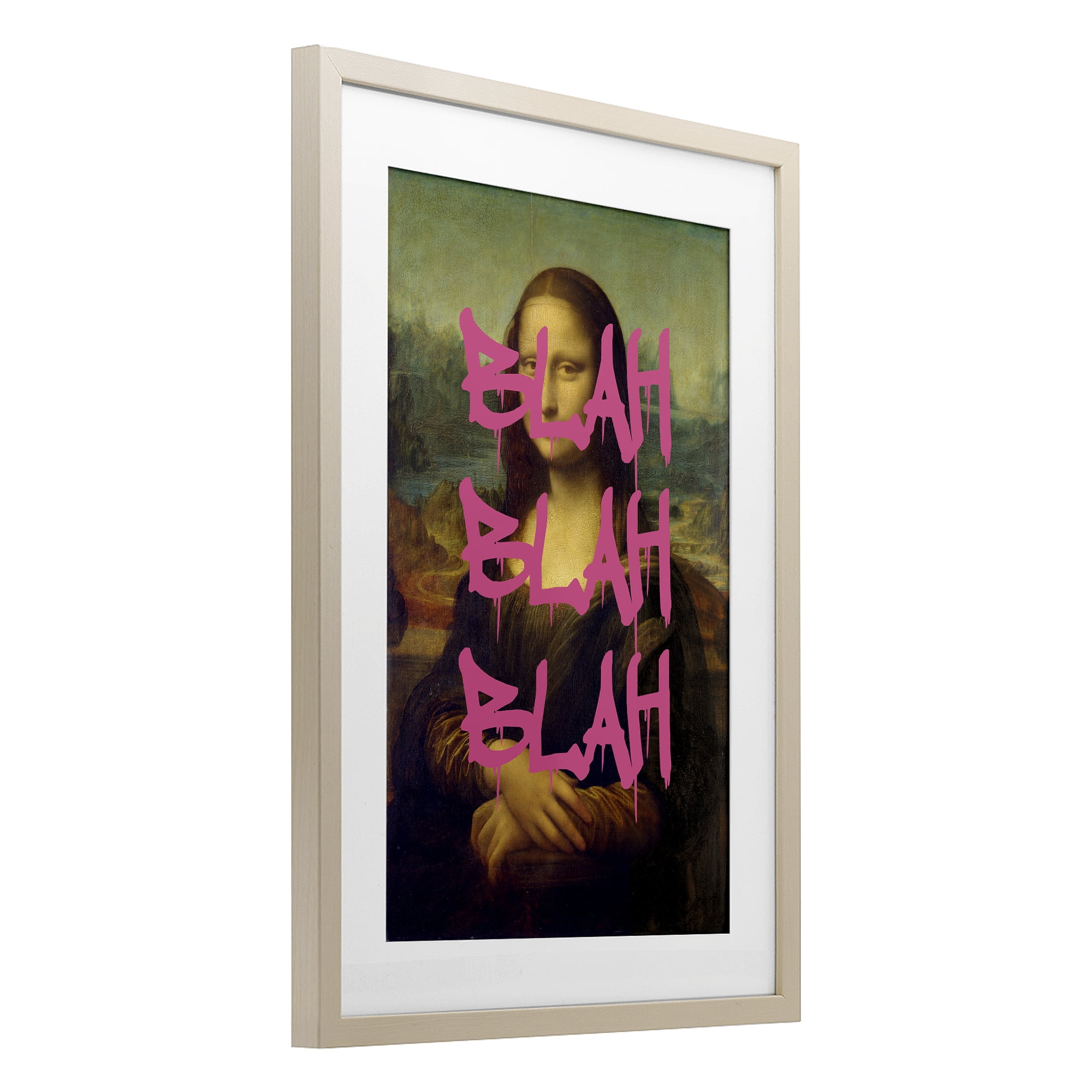 Graffiti Over Mona Lisa Birch Framed Print Under Glass, design by Masters Redux