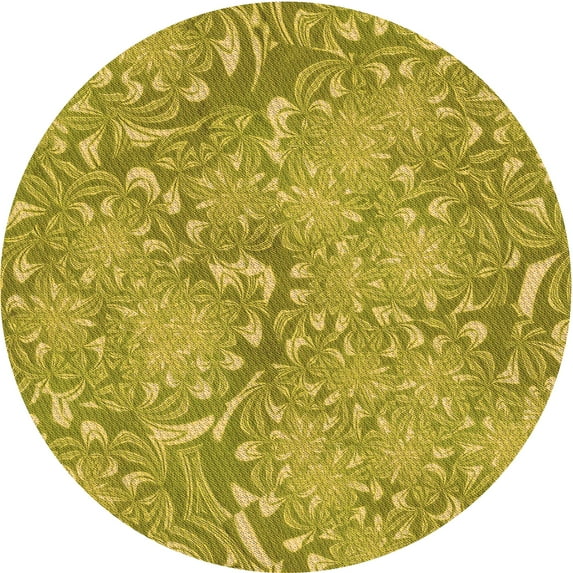 Ahgly Company Indoor Round Patterned Dark Golden Rod Brown Area Rugs, 4' Round