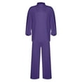 thumbnail image 2 of dPois Mens Praise Dance Pullover with Wide Leg Pants Solid Color Suit Liturgical Dancewear Purple XL, 2 of 6